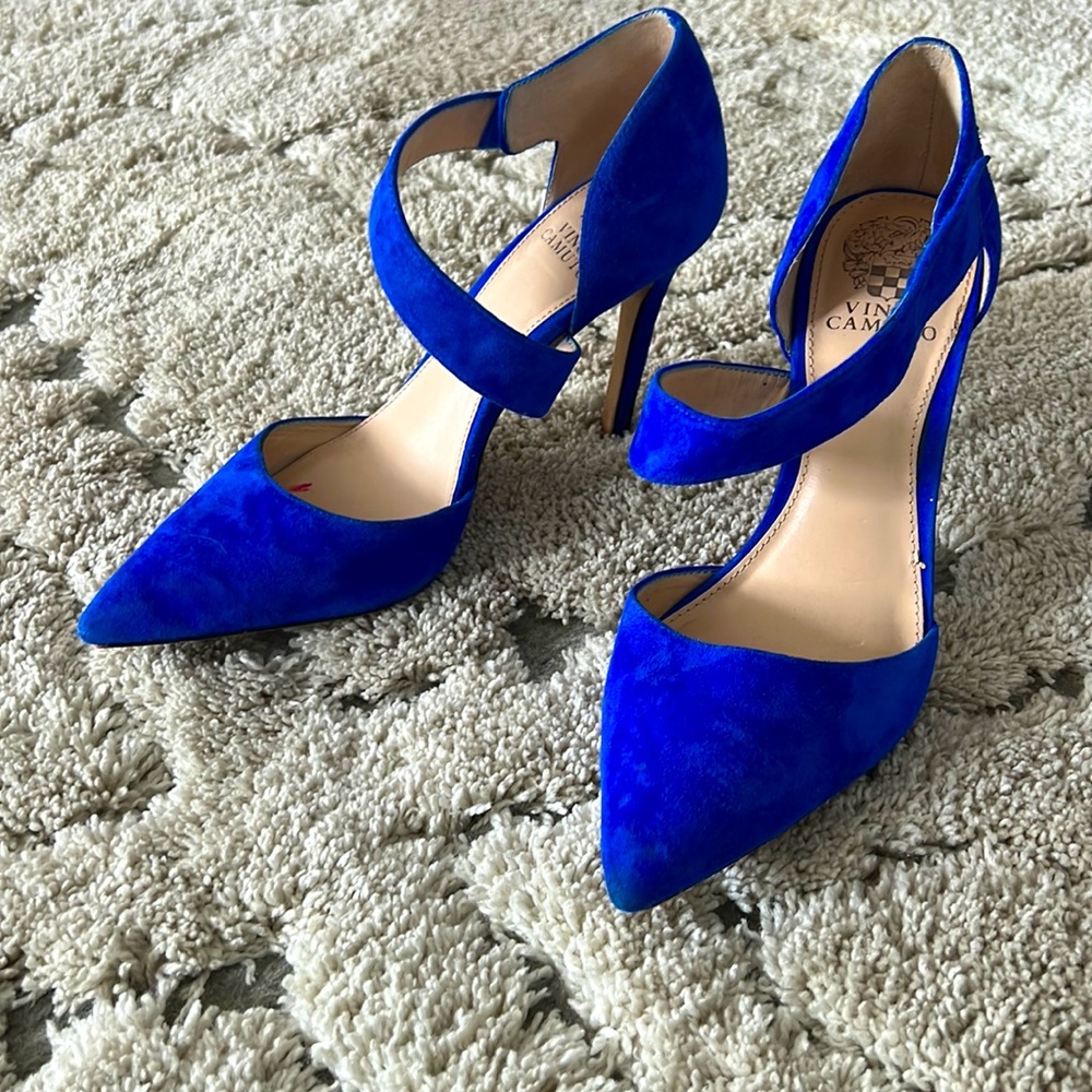 Vince Camuto Blue Suede Heels